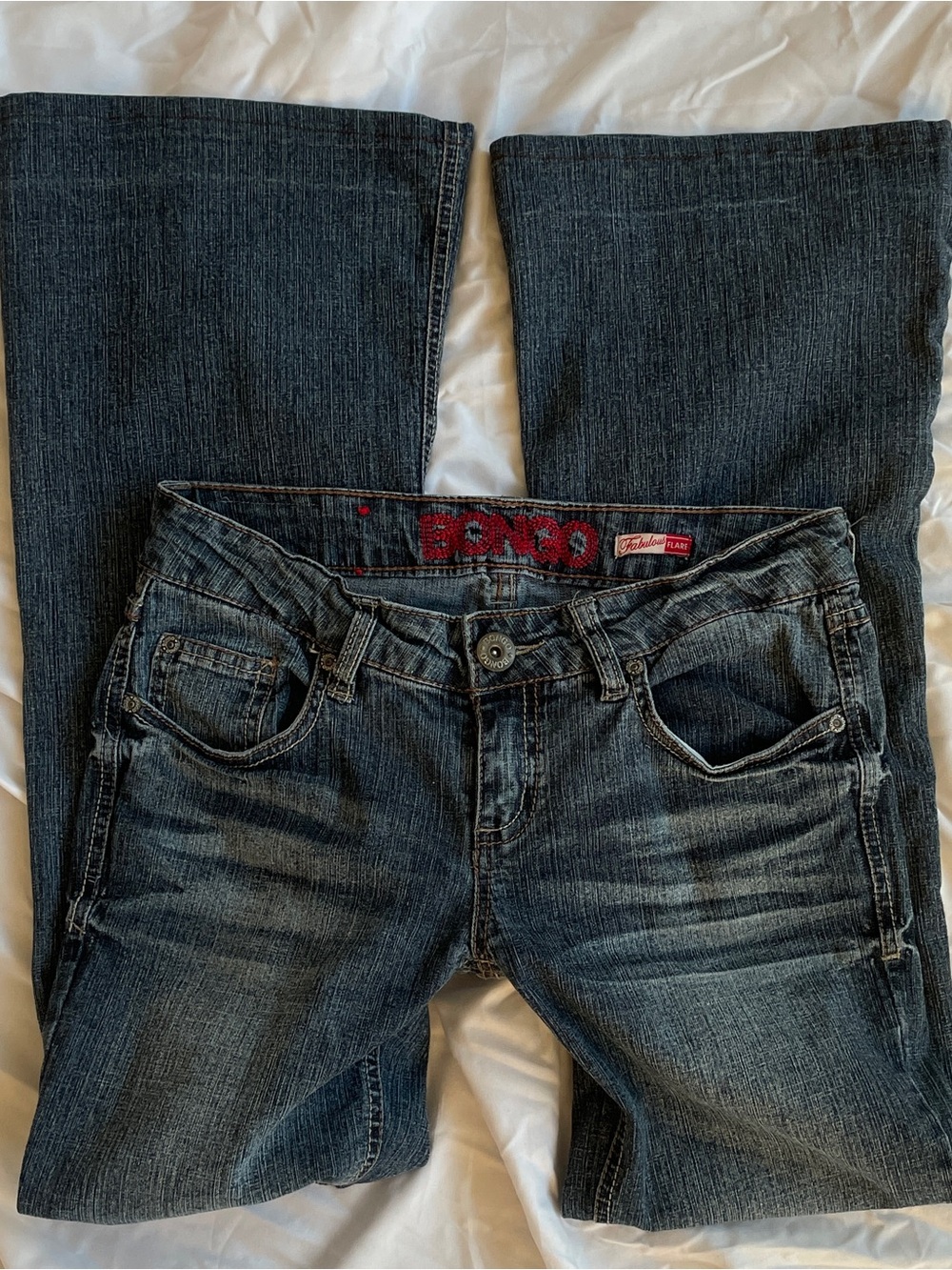 Bongo Jeans Women's 28 Low Rise Bootcut Flare Dark Wash Denim Indie Sleaze Y2K